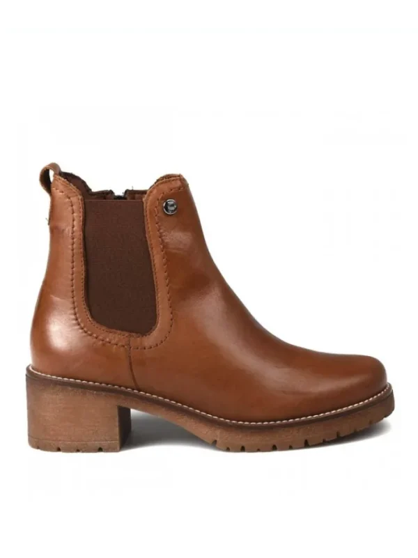 Mujer PITILLOS Casual-BOTINES DE PIEL CON TACÓN CÓMODO MUJER 724 CUERO