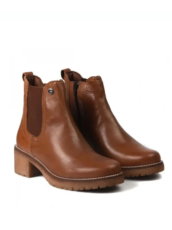 Mujer PITILLOS Casual-BOTINES DE PIEL CON TACÓN CÓMODO MUJER 724 CUERO