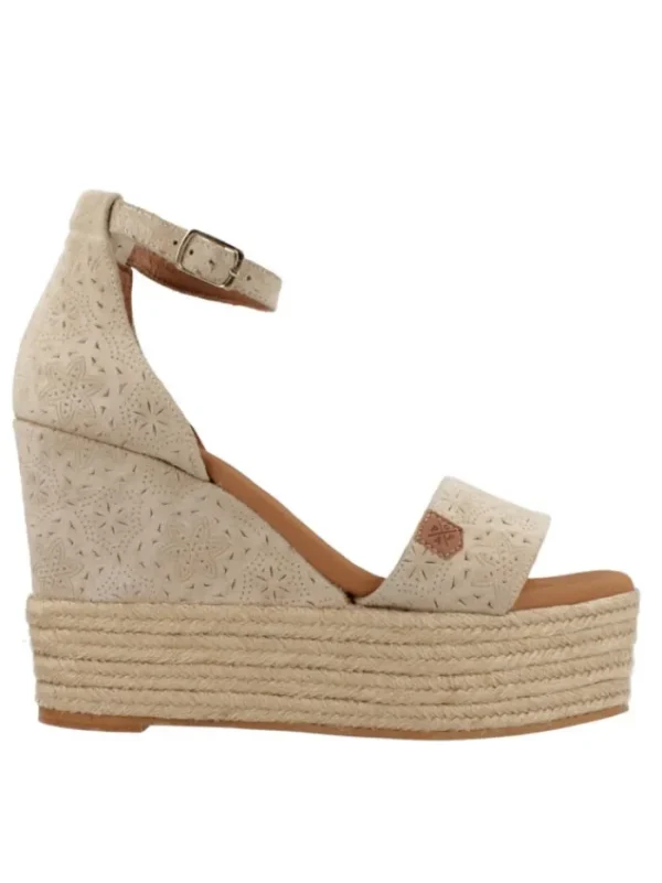 Mujer POPA Con Cuña-SANDALIAS DE CUÑA Y PLATAFORMA LAGOON GRABADO BEIGE