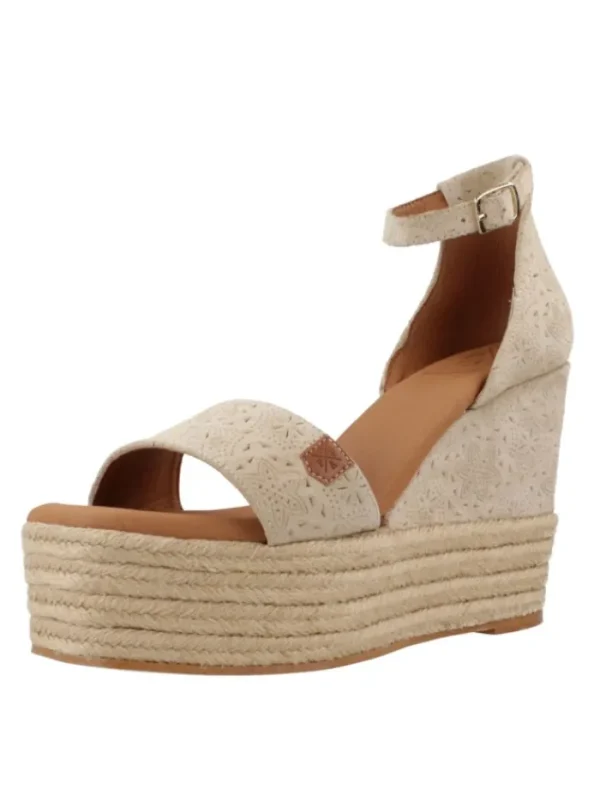 Mujer POPA Con Cuña-SANDALIAS DE CUÑA Y PLATAFORMA LAGOON GRABADO BEIGE